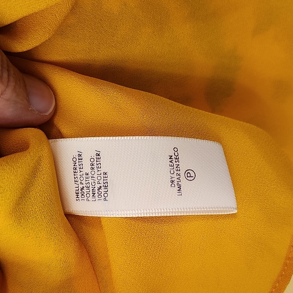 Rebecca Minkoff XXS ruffled short sleeve tie front yellow floral print blouse - Picture 5 of 6